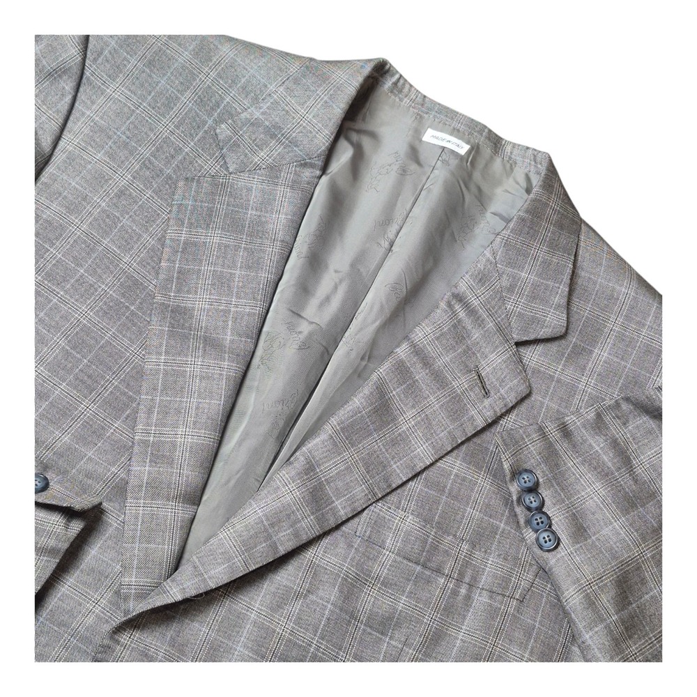 VTG Brioni Mens 46R Gray Plaid Sport Coat Blazer Italy Quiet‎ Luxury